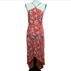 Express high low asymmetrical floral halter dress size 13/14